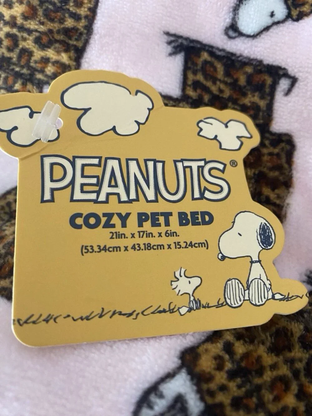 Peanuts Snoopy Small Dog Pet Cozy Cuddler Bed Animal Print Leopard Doghouse NEW